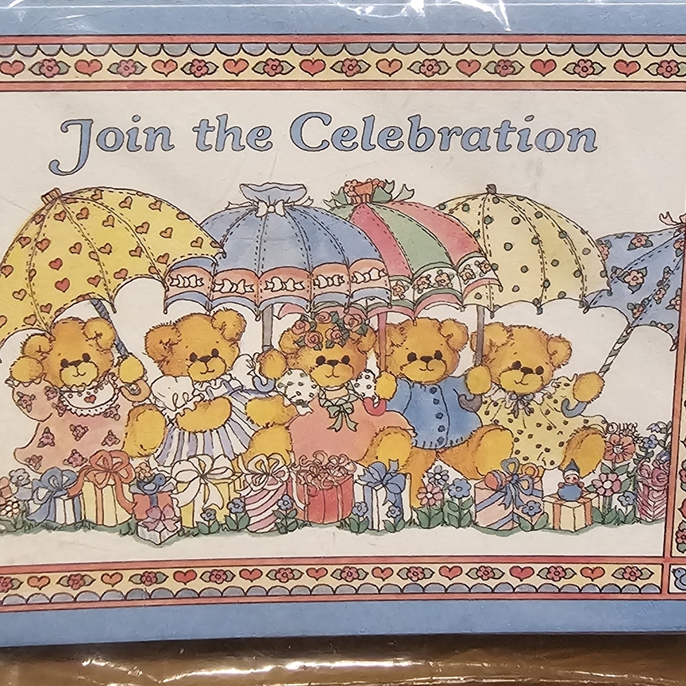 Vintage 80s Baby Shower Invitation Cards Pack of 8 Bears CP451 Made In USA NOS